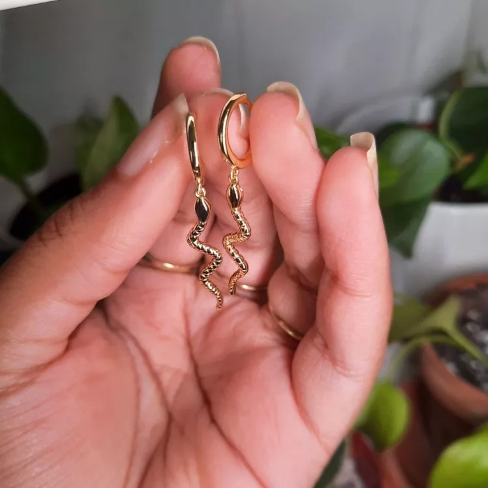 Silver Plated Gold Snake Earrings